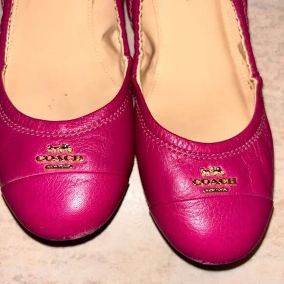EUC! Coach Fuchsia Pink Leather Camilla Ballet Flats Size 10 - Picture 7 of 10